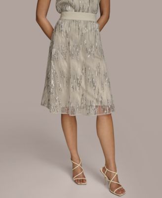 Donna Karan New York - Women's Sequin Embellished Mesh A-Line Skirt