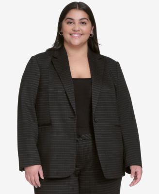 DKNY - Plus Size Ponte One-Button Blazer