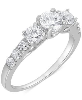 Macy's - Diamond Three Stone Engagement Ring (1-1/2 ct. t.w.) in 14k White Gold