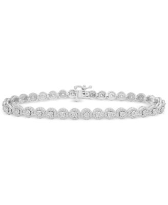 Macy's - Diamond Halo Bracelet (2 ct. t.w.) in Sterling Silver