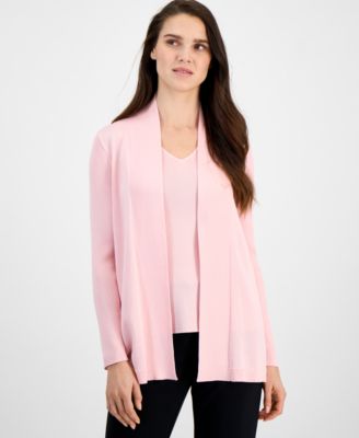 Anne Klein - Women's Sonoma Rib-Trim Open-Front Cardigan