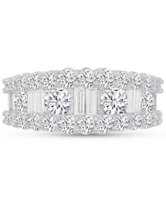 Macy's - Cubic Zirconia Round & Baguette Graduated Band in Sterling Silver