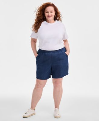Style & Co - Plus Size Chambray Pull-On Shorts