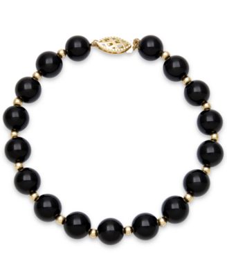 Macy's - Onyx Bead Bracelet (8mm) in 10k Gold