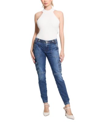 GUESS - Women's Cadet Mid-Rise Skinny Cargo Jeans