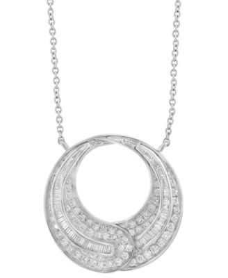 EFFY Collection - Diamond Open Circle Pendant 18" Necklace (7/8 ct. t.w.) in 14k White Gold