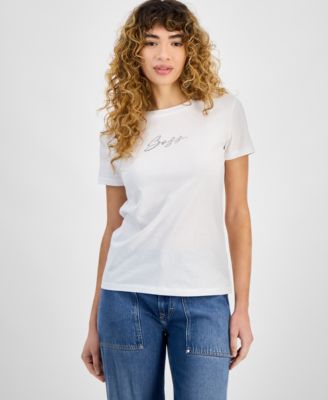 BOSS Orange - Women's Cotton Embellished Logo T-Shirt