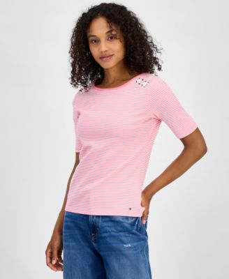 Tommy Hilfiger - Women's Striped Cotton Lace-Up Top