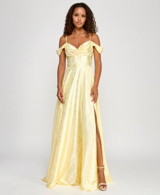 B Darlin - Juniors' Sweetheart-Neck Jacquard Gown