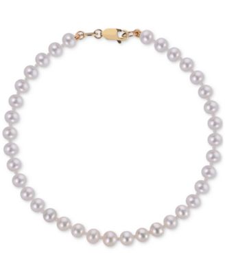 Macy's - Cultured Freshwater Pearl (4-4-1/2mm) Strand Bracelet in 10k Yellow Gold