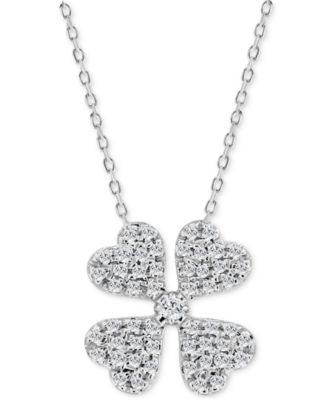 Macy's - Diamond Four Leaf Clover Pendant Necklace (1/10 ct. t.w.) in 10k White Gold