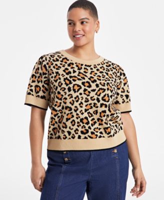 On 34th - Trendy Plus Size Animal Jacquard Sweater