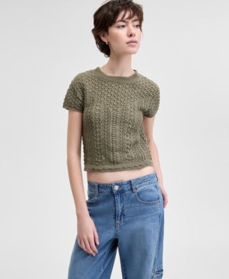 And Now This - Women's Crochet Short-Sleeve Sweater