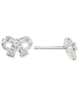 Macy's - Cubic Zirconia (1/4 ct. t.w.) Bow Post Earrings in Sterling Silver