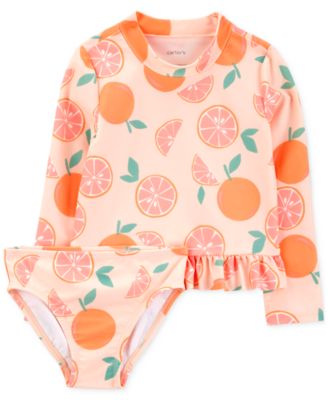 Carter's - Toddler Girls 2-Pc. Orange Slice-Print Rash Guard Swimsuit