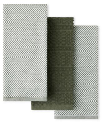 KitchenAid - Evergreen Design Series Heavyweight 3-Pc. Textured Kitchen Towel Set