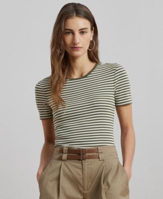 Lauren Ralph Lauren - Women's Striped Stretch Cotton Crewneck Tee