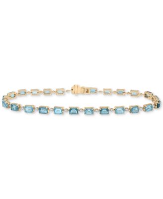 Macy's - London Blue Topaz (2-1/3 ct. t.w.), Blue Topaz (1-3/4 ct. t.w.), & Diamond (1/3 ct. t.w.) Link Bracelet in 14k Gold