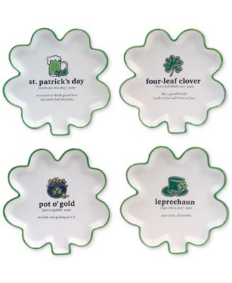 Certified International - St. Patrick's Day Shamrock Tidbit Plates, Set of 4