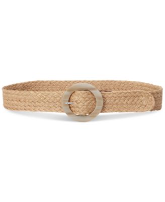 Lauren Ralph Lauren - Woven Jute Faux-Horn-Buckle Wide Belt