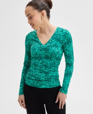 I.N.C. International Concepts - Petite Printed Ruched Top