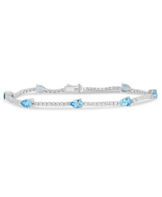 Macy's - Swiss Blue Topaz (3-1/2 ct. t.w.) & Diamond (1-1/5 ct. t.w.) Tennis Bracelet 14k White Gold (Also in London Blue Topaz & Aquamarine)