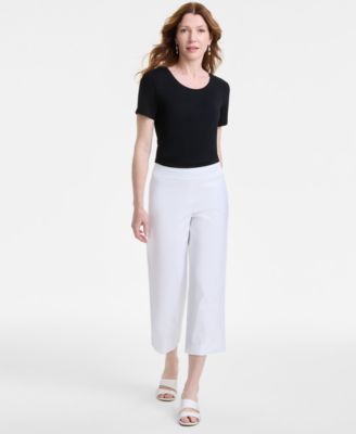JM Collection - Petite Wide-Leg Cropped Pull-On Pants