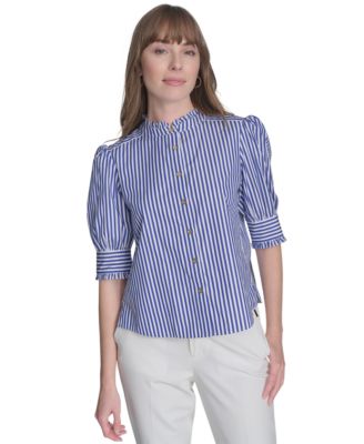 Tommy Hilfiger - Women's Cotton Striped Puff-Sleeve Blouse