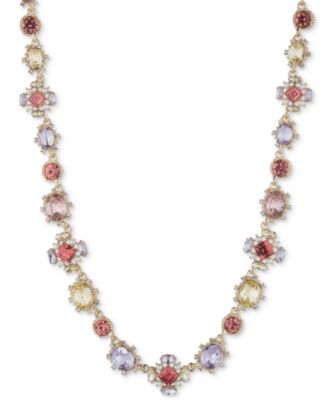 Marchesa - Gold-Tone Crystal & Imitation Pearl Collar Necklace, 16"  + 3" extender