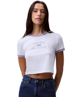 Calvin Klein Jeans - Women's Cropped Logo Ringer T-Shirt