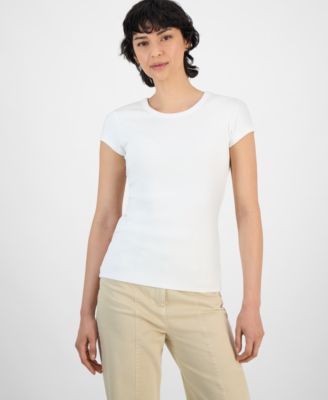 BOSS Orange - Women's Crewneck Cutout-Back Cap-Sleeve Top