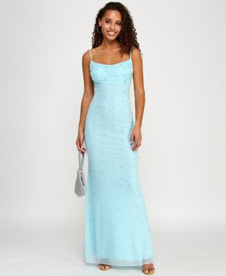 B Darlin - Juniors' Embellished Cowlneck Sleeveless Gown