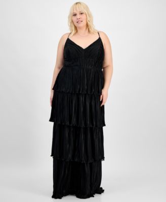 Emerald Sundae - Trendy Plus Size Pleated Tiered Gown