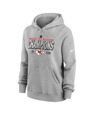 Nike - Women's Heather Gray Kansas City Chiefs 2024 AFC Champions Locker Room Trophy Collection Club Pullover Hoodie