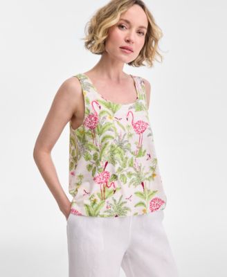 Charter Club - Women's Printed Scoop-Neck Sleeveless Top