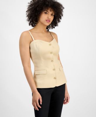 GUESS - Women's Isabeau Sleeveless Corset Button-Front Top