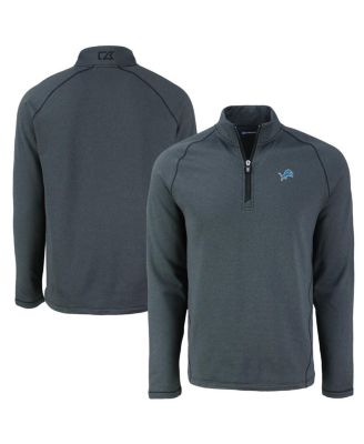 Cutter & Buck - Men's Cutter Buck Heather Black Detroit Lions Peshastin Eco Fleece Tri-Blend Raglan Quarter-Zip Jacket