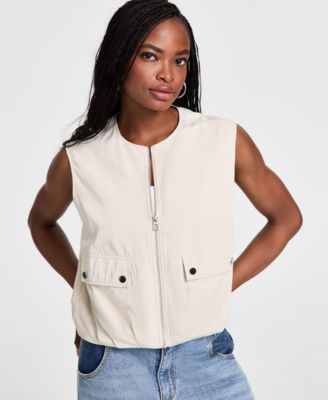 Bar III - Women's Bubble-Hem Cargo Vest