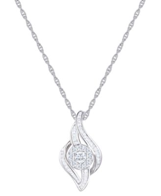 Macy's - Diamond Swirl Pendant Necklace (1/2 ct. t.w.) in 10k White Gold