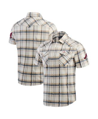 Fanatics - Men's  Navy Atlanta Braves Plaid Full-Snap Shirt