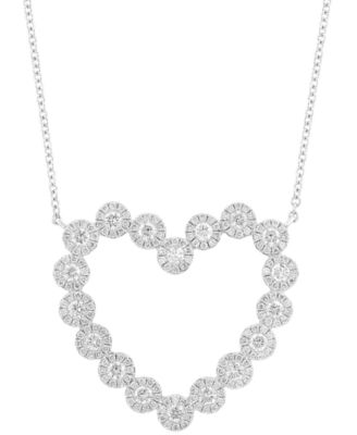 EFFY Collection - Diamond Halo Open Heart 18" Pendant Necklace (1-1/6 ct. t.w.) in 14k White Gold