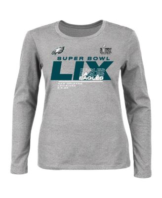 Fanatics - Women's Heather Gray Philadelphia Eagles Super Bowl LIX Plus Size Quick Pass Long Sleeve Scoop Neck T-Shirt