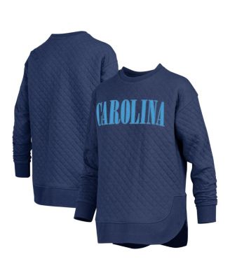 Pressbox - Women's Navy North Carolina Tar Heels Quilted Long Sleeve Pullover Sweatshirt