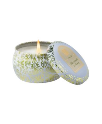 Aromatique - White Amaryllis Rosemary Printed Tin Candle with Lid, 4 oz.