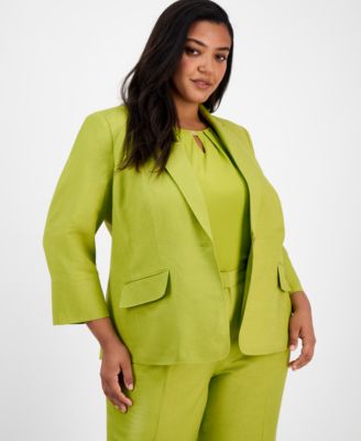 Kasper - Plus Size Linen-Blend Blazer