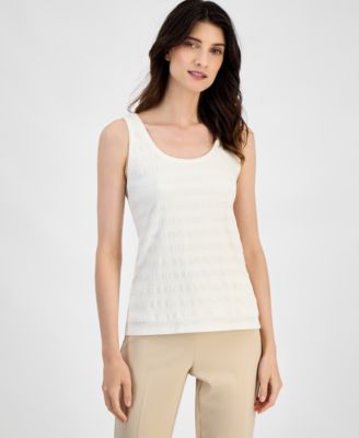 Anne Klein - Women's Textured-Knit Scoop-Neck Tank