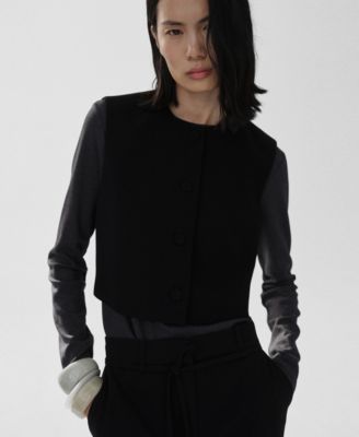 MANGO - Women's Buttoned Crop Waistcoat