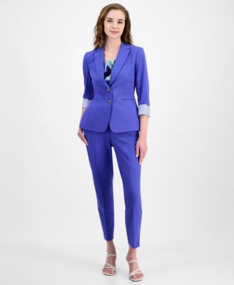 Tahari - Women's Roll-Tab Jacket, Printed Tank Top & Ankle Pants
