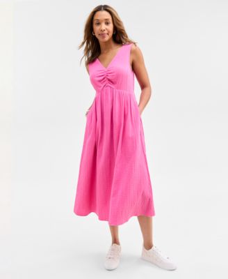 On 34th - Women's Cotton Gauze Empire-Waist Midi Dress