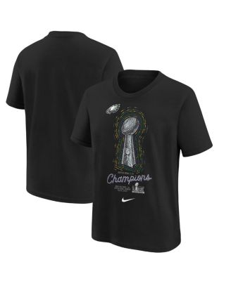 Nike - Big Boys and Girls Black Philadelphia Eagles Super Bowl LIX Champions Lombardi Trophy T-Shirt